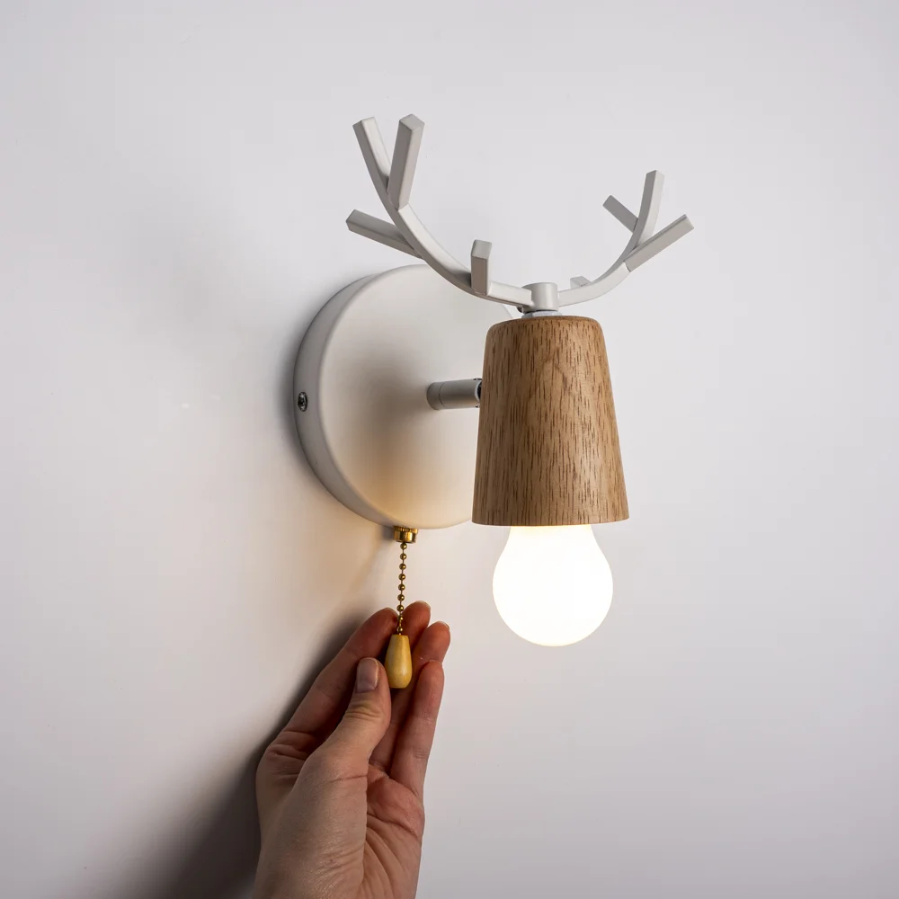 Бра с рожками DEER A SWITCH White/Light wood - миниатюра 4