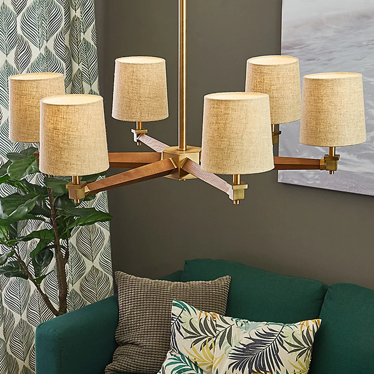 Люстра на штанге Jorgenson D85 Beige/Light wood - миниатюра 12