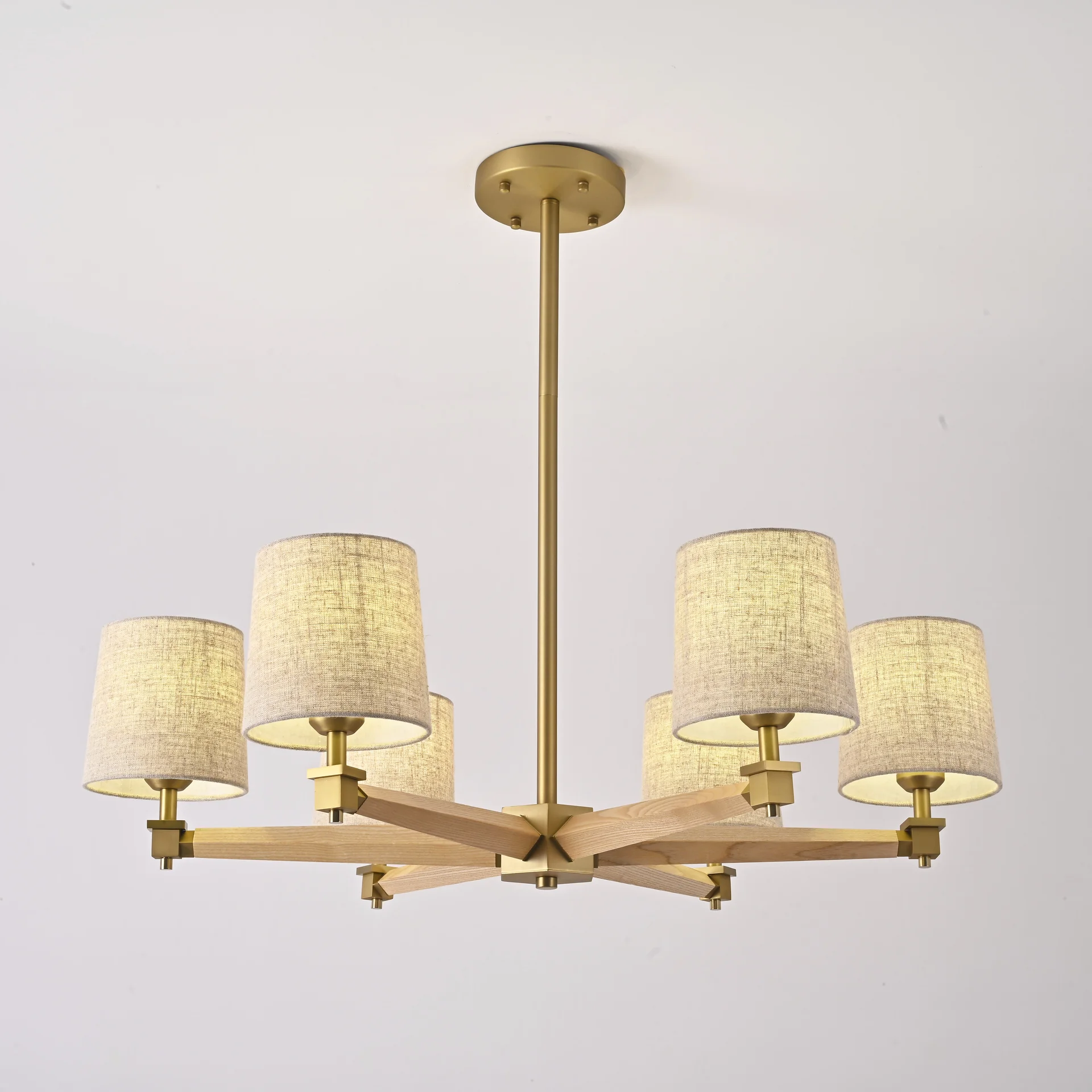 Люстра на штанге Jorgenson D85 Beige/Light wood - миниатюра 2
