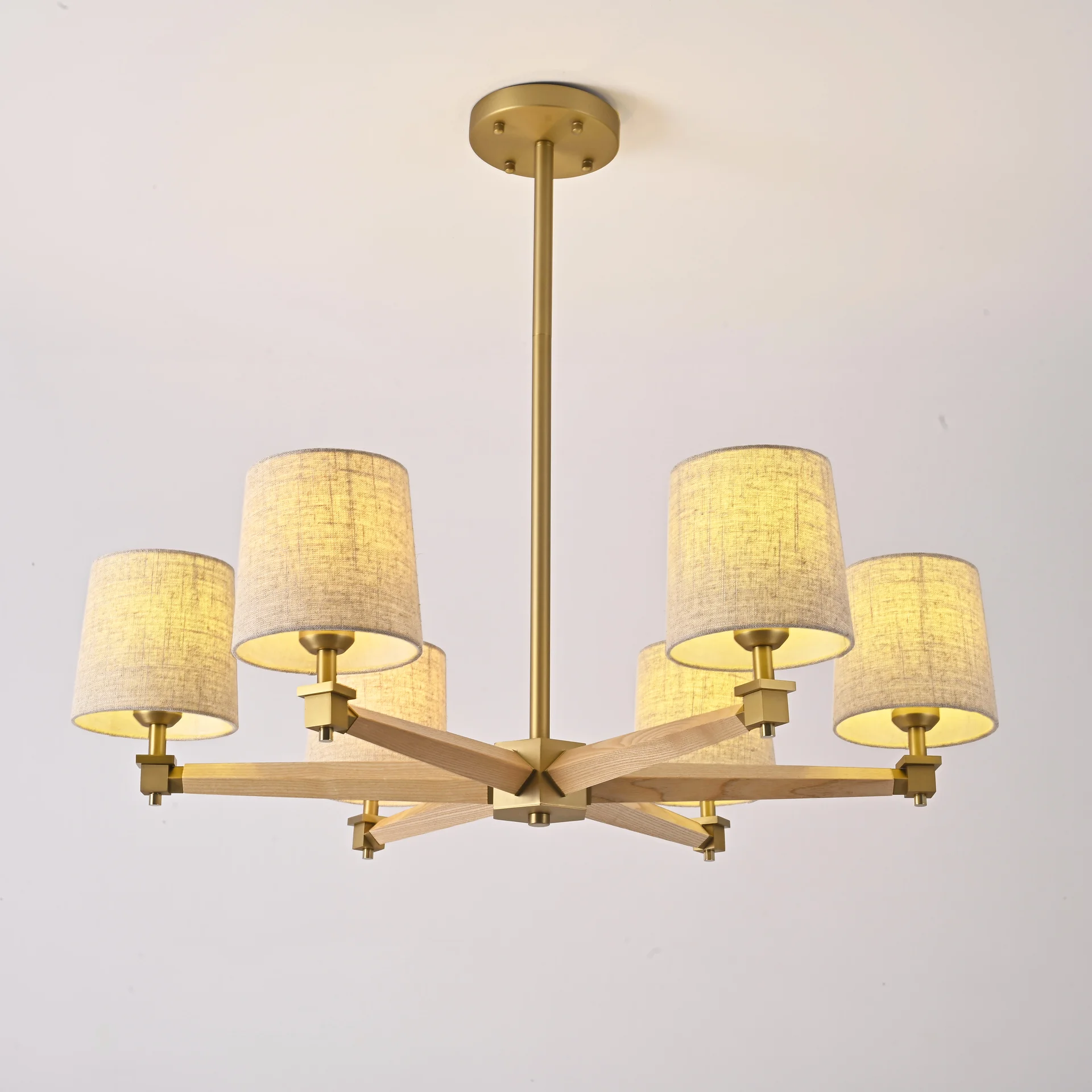Люстра на штанге Jorgenson D85 Beige/Light wood - миниатюра 3