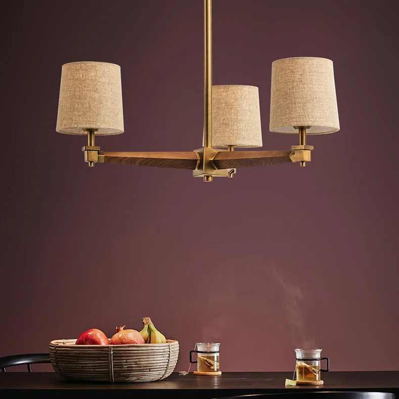 Люстра на штанге Jorgenson D70 Beige/Dark wood - миниатюра 12