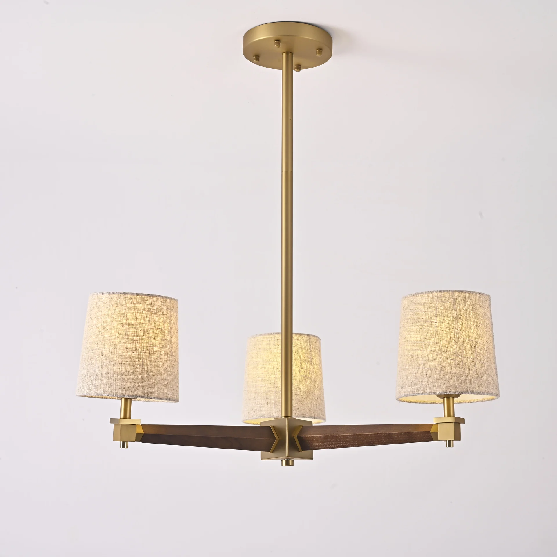 Люстра на штанге Jorgenson D70 Beige/Dark wood - миниатюра 2