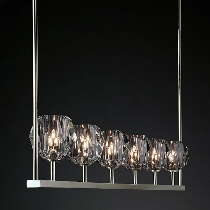 Люстра RH Boule De Cristal Linear Chandelier 6 Nickel - миниатюра 2