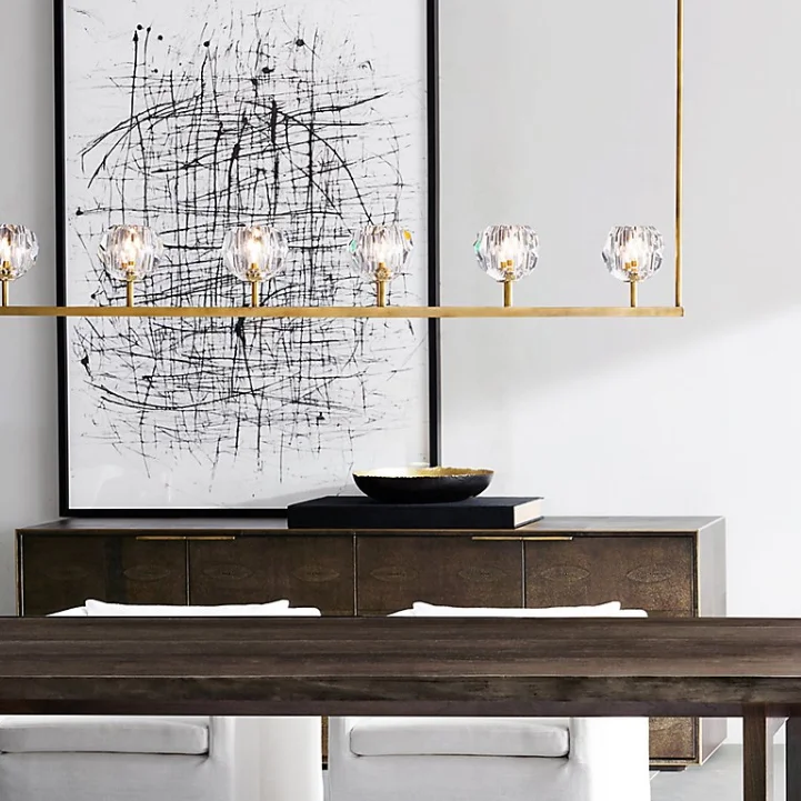 Люстра RH Boule De Cristal Linear Chandelier 6 Nickel - миниатюра 5
