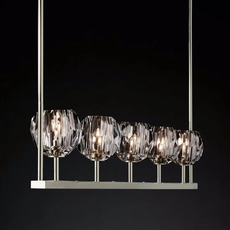 Люстра RH Boule De Cristal Linear Chandelier 5 Nickel - миниатюра 2