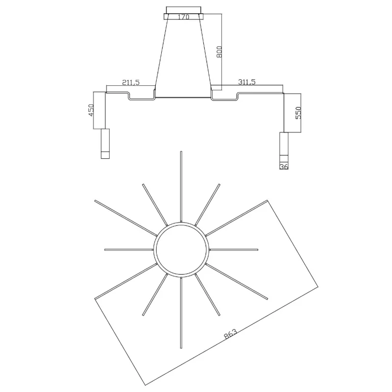 Подвесной свеильник Wireflow LED Black Suspension lam 13 - миниатюра 2