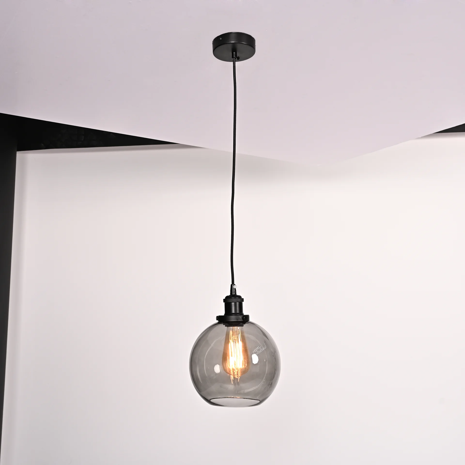 Подвесной светильник Loft Clear Glass Sphere Cloche Дымчатый - миниатюра 5