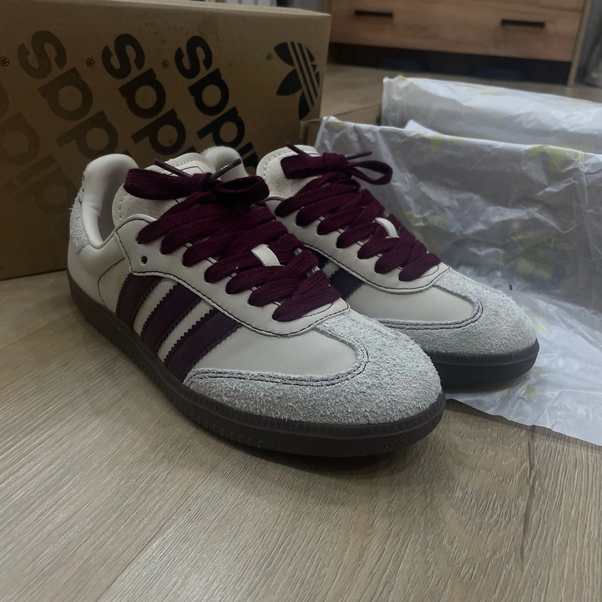 Adidas samba OG wonder white maroon - миниатюра 3