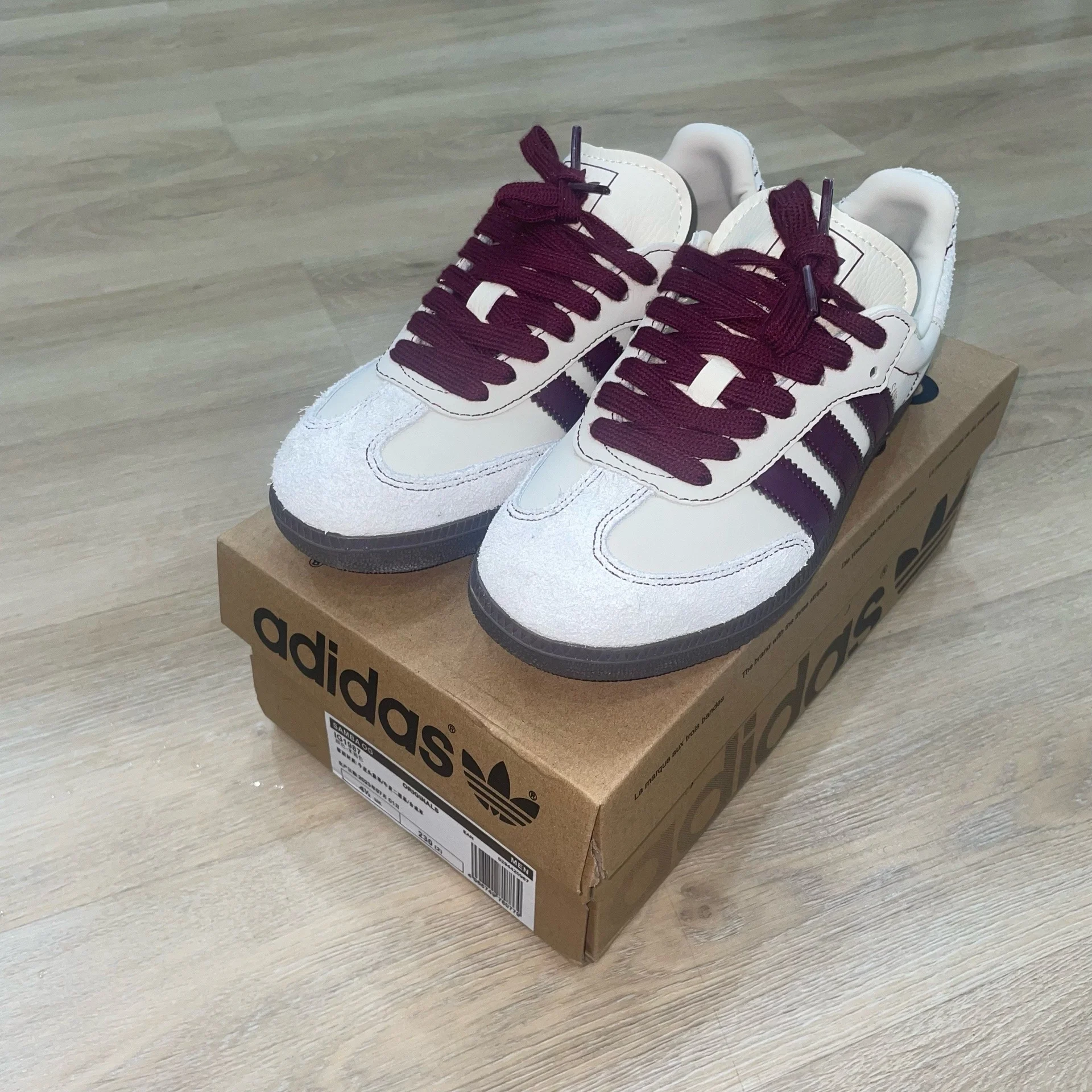 Adidas samba OG wonder white maroon - миниатюра 4