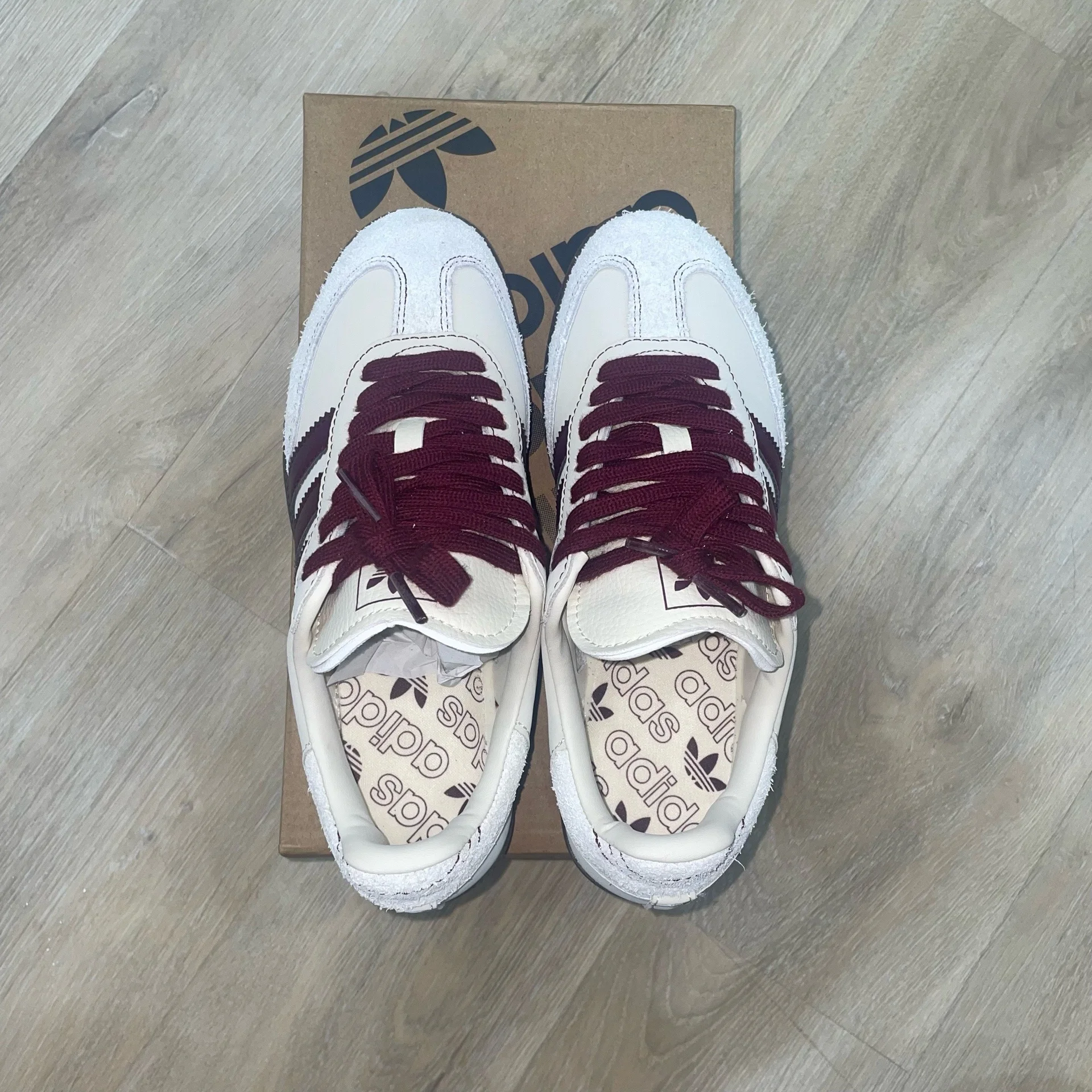 Adidas samba OG wonder white maroon - миниатюра 6