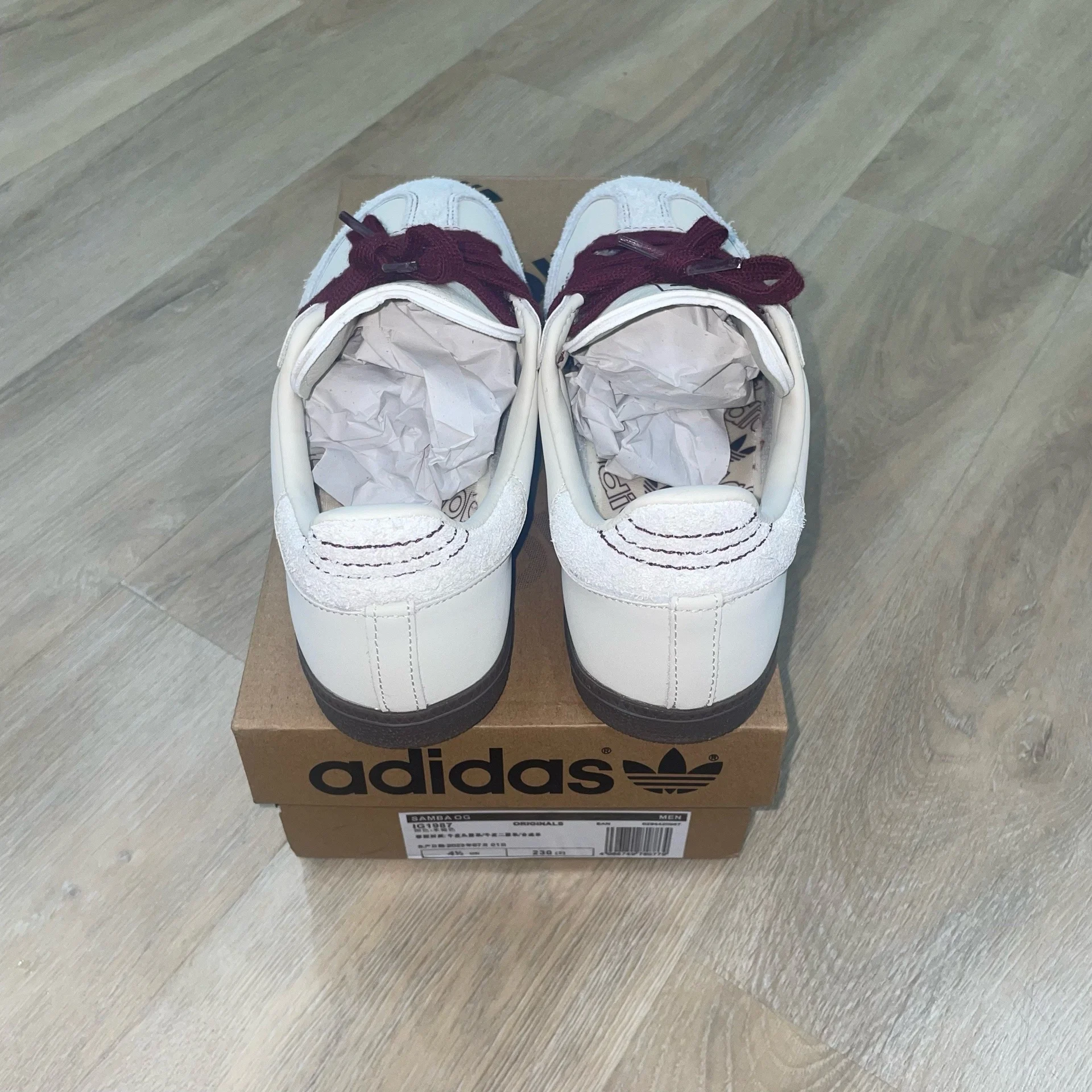 Adidas samba OG wonder white maroon - миниатюра 7