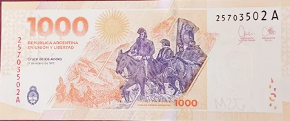 Банкнота 1000 песо, Аргентина - миниатюра 2
