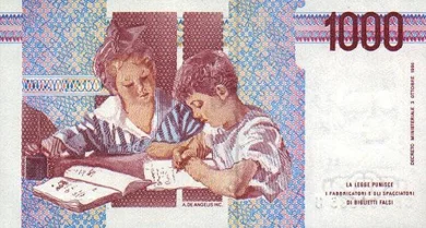 Банкнота 1000 лир, Италия - миниатюра 2