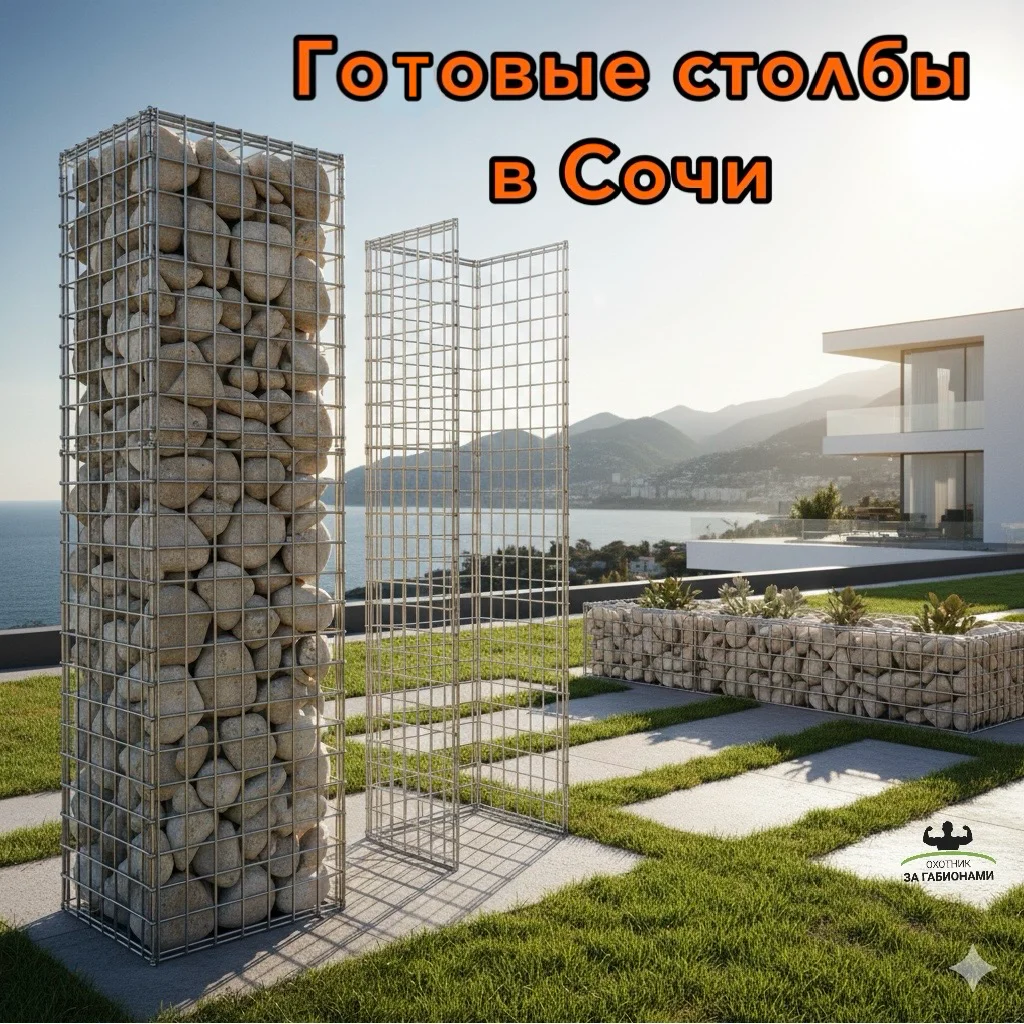 Столбы из габионов, забор под ключ Сочи - изображение 1
