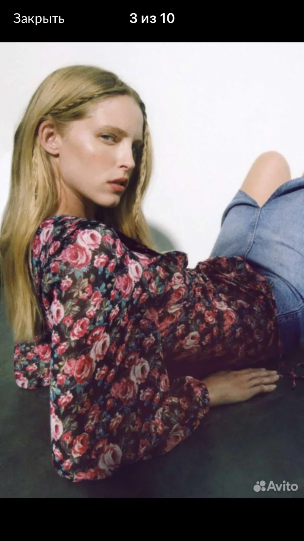 Блузка Zara с розами - миниатюра 2