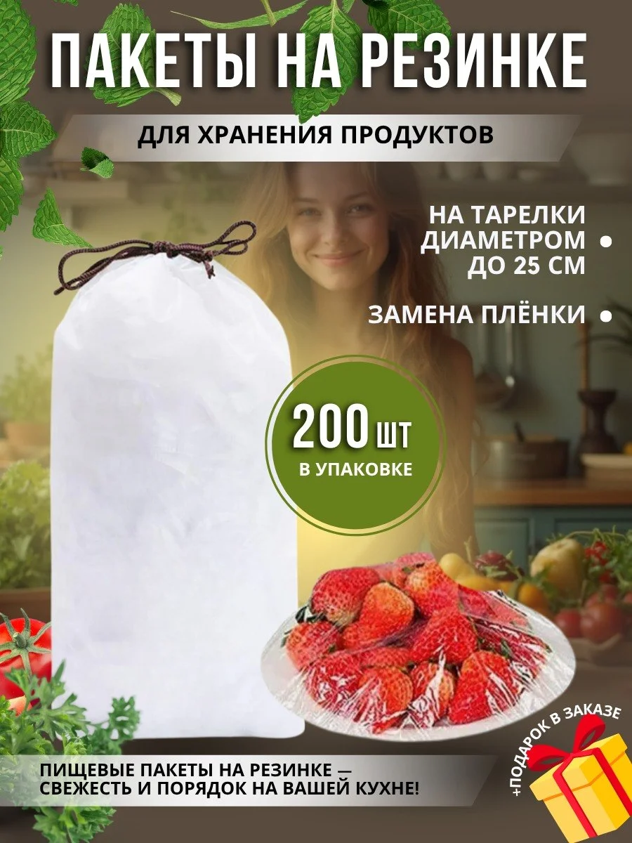 Пакеты на резинке для тарелок 200 штук - изображение 1