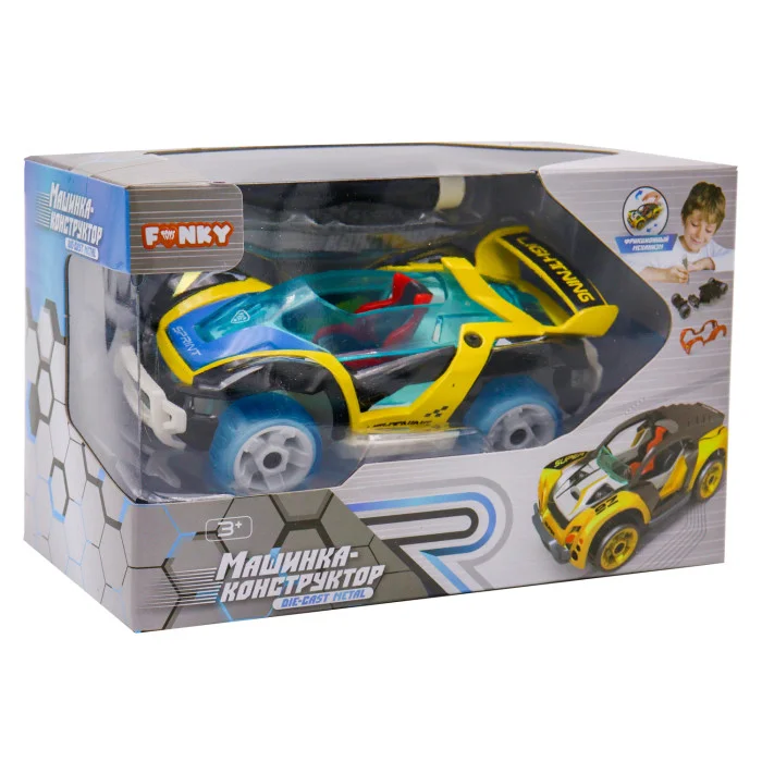 Машинка DIY 13 см металлическая черного цвета Funky Toys 1/96 - миниатюра 2
