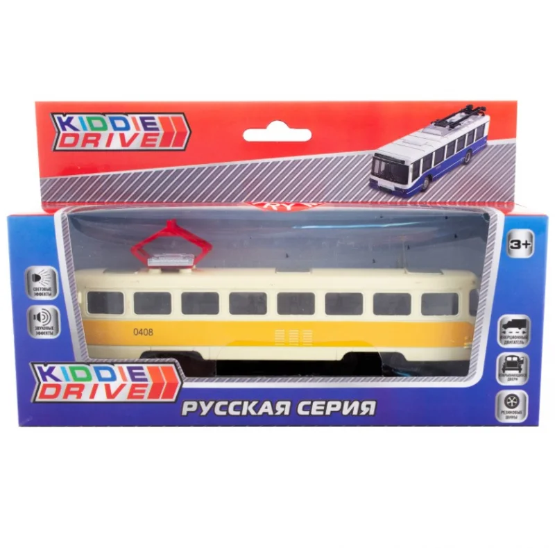 Общественный транспорт KiddieDrive желтый инерционный механизм свет/звук 1901013_3 - миниатюра 2