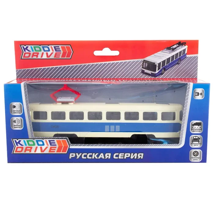 Общественный транспорт KiddieDrive синий инерционный механизм свет/звук 1901013_1 - миниатюра 3