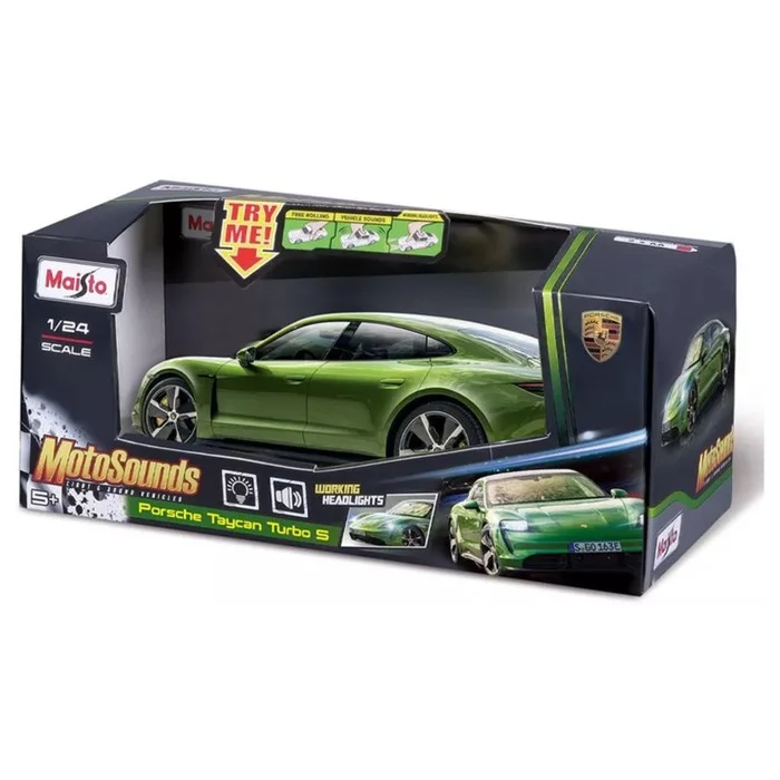 Машинка Maisto Porsche Taycan Tubro S, со светом и звуком, 1:24, цвет зелёный - миниатюра 2