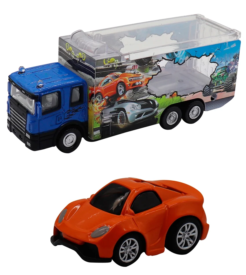 Набор грузовик плюс машинка die-cast оранжевая - изображение 1