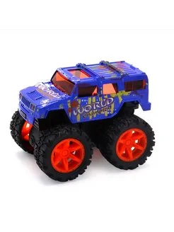 Машинка джип инерционная синяя die-cast Funky Toys с красными колесами и краш-эффектом - изображение 1