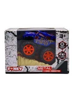 Машинка джип инерционная синяя die-cast Funky Toys с красными колесами и краш-эффектом - миниатюра 2