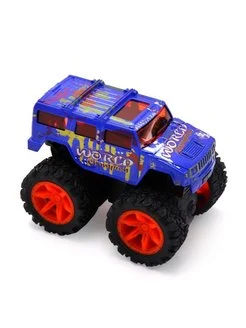 Машинка джип инерционная синяя die-cast Funky Toys с красными колесами и краш-эффектом - миниатюра 3