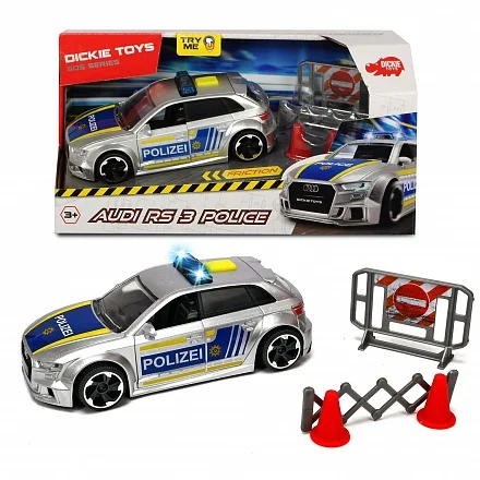 Машинка ДПС Audi RS3 фрикционная 15 см свет звук акс. Dickie Toys 3713011 - изображение 1