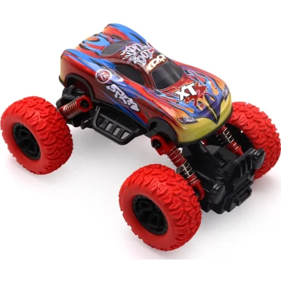 Машинка инерционная красная die-cast с рессорами и большими красными колесами - изображение 1