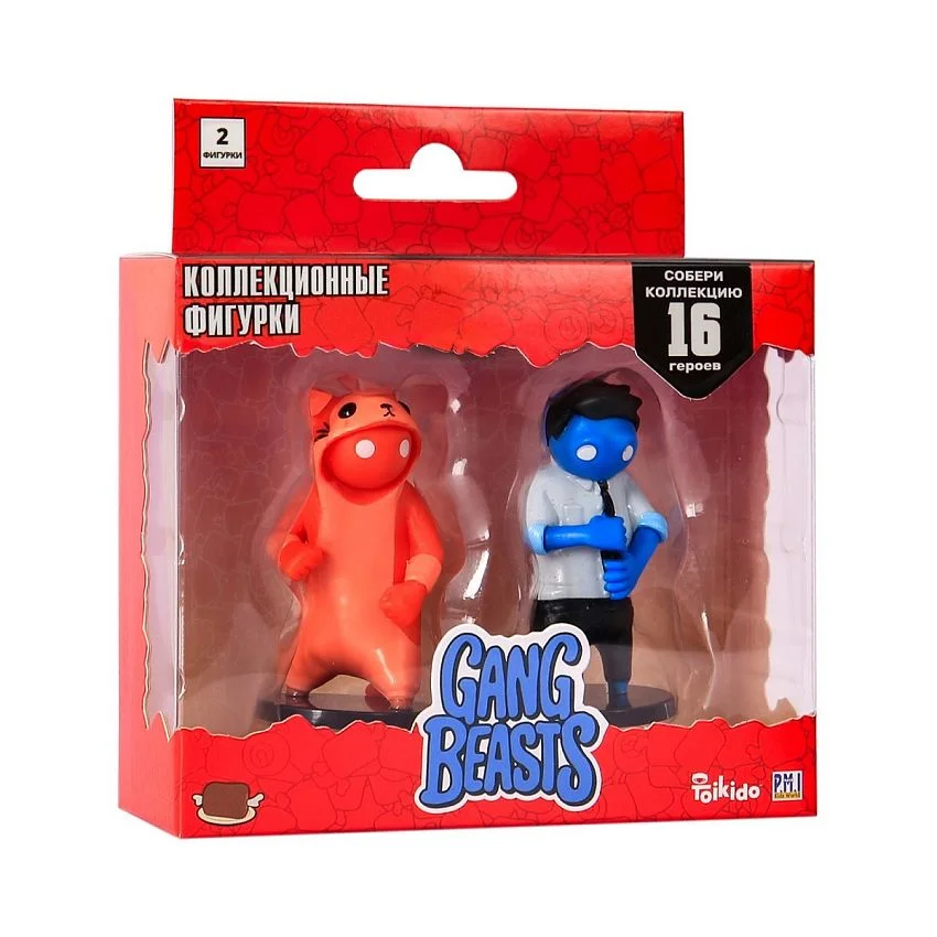 Набор фигурок Gang Beasts, в коробке с окном, 2 шт., красный и синий - миниатюра 2