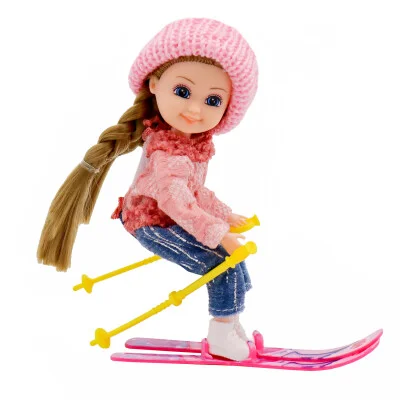 Шарнирная кукла Фиби 15 см на лыжах, Funky toys Winter Besties, FT201420659-3 - миниатюра 2