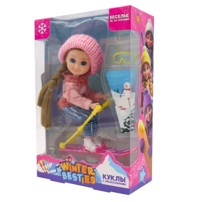 Шарнирная кукла Фиби 15 см на лыжах, Funky toys Winter Besties, FT201420659-3 - миниатюра 4