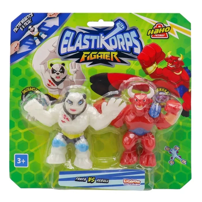 Фигурки-тянучки Elastikorps fighters Панда и Красный Бык, светится в темноте EKFG07BL-1 - миниатюра 4