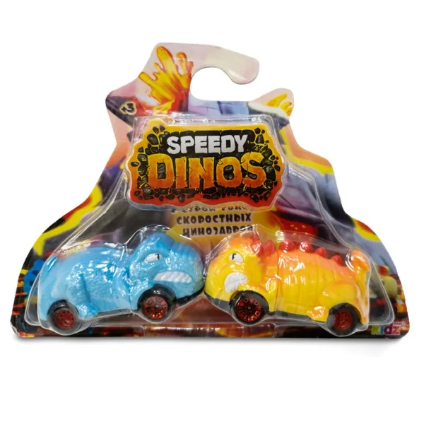 Игровой набор Скоростные динозавры с 2 фрикционными машинками 2 вида Speedy Dinos K02SPD002 - изображение 1