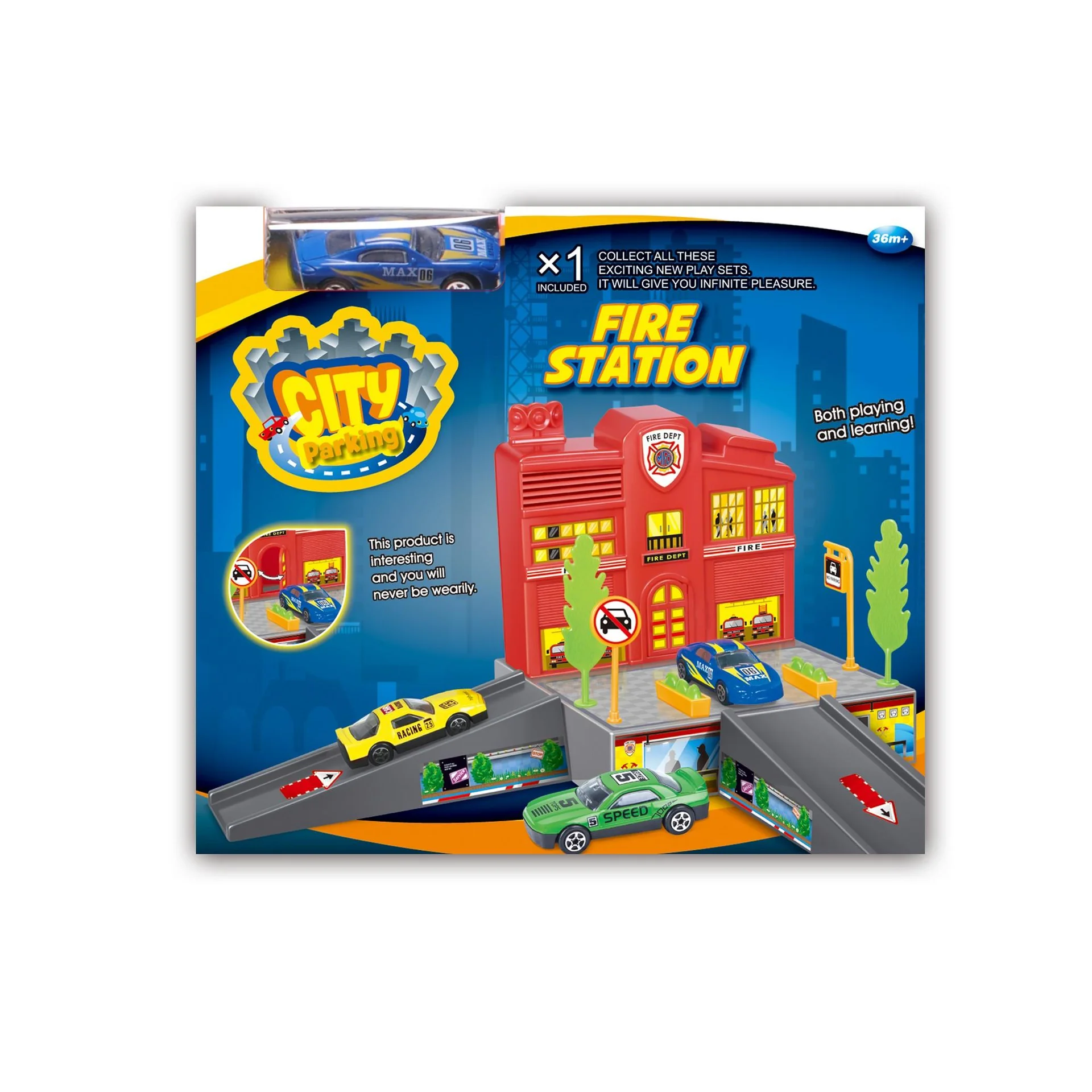 Игровой набор Пожарная станция с 1 машинкой Dave Toy - миниатюра 2