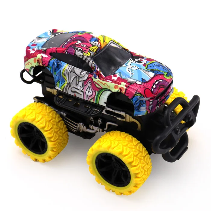 Инерционная die-cast машинка с ярким рисунком краш-эффектом и желтыми колесами 15 5 см - миниатюра 3