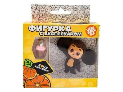 Фигурка Чебурашка 6 см с аксессуаром вишневый маффин, в коробке с окном - миниатюра 2