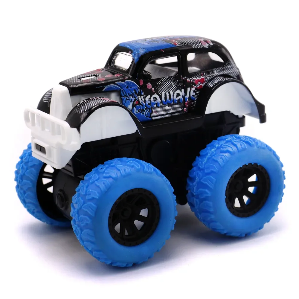 Инерционная машинка die-cast на полном приводе с голубыми колесами 14 5 см - миниатюра 2