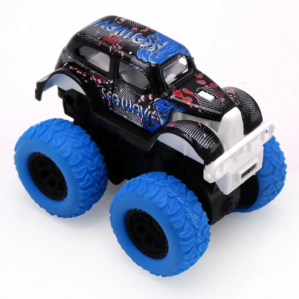 Инерционная машинка die-cast на полном приводе с голубыми колесами 14 5 см - миниатюра 3