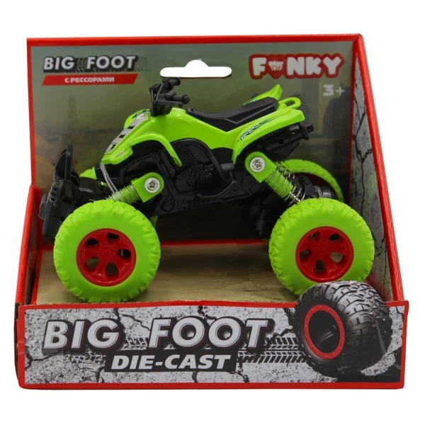Квадроцикл die-cast инерционный механизм рессоры зеленый 1:46 60/120 - миниатюра 3