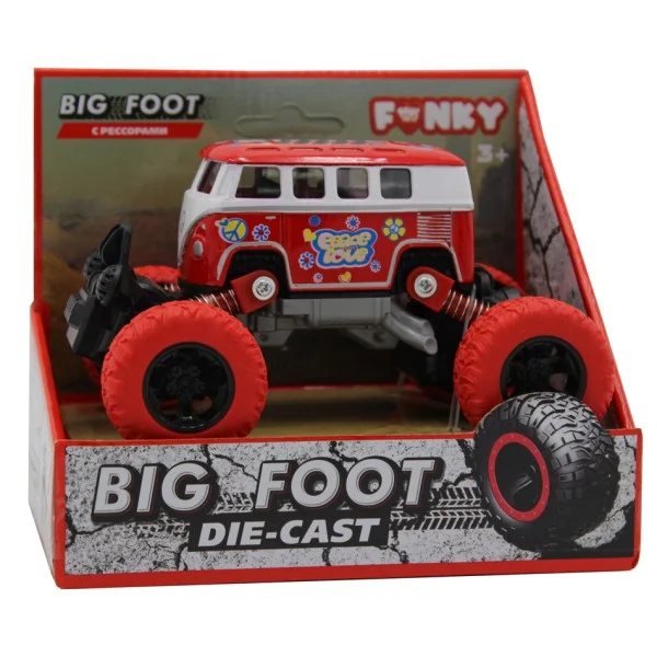 Автобус die-cast инерционный механизм рессоры красный Funky toys FT61076 - миниатюра 2
