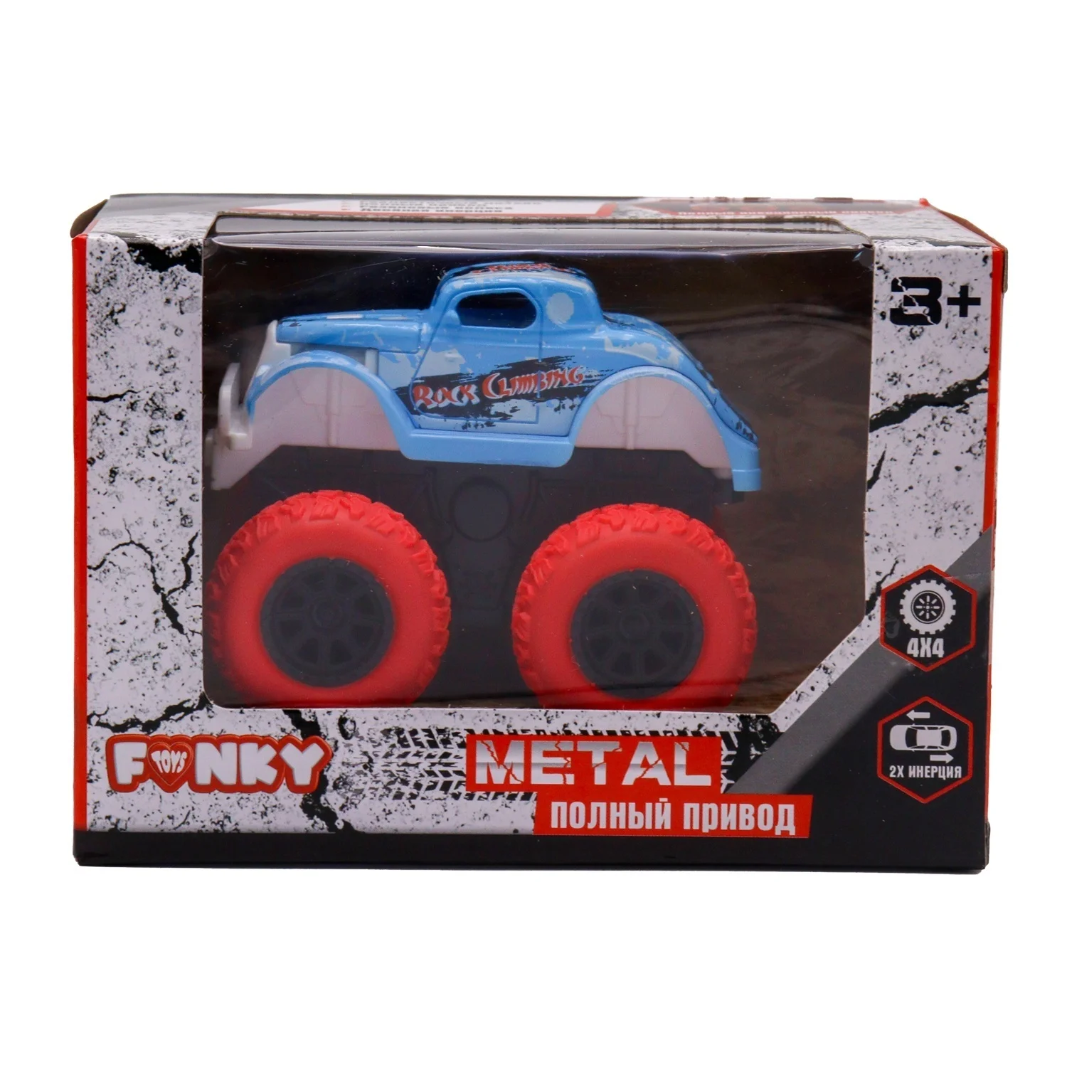 Инерционная машинка die-cast на полном приводе с красными колесами - миниатюра 3