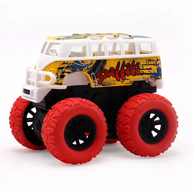 Автобус die-cast на полном приводе с красными колесами, 14,5 см - миниатюра 2