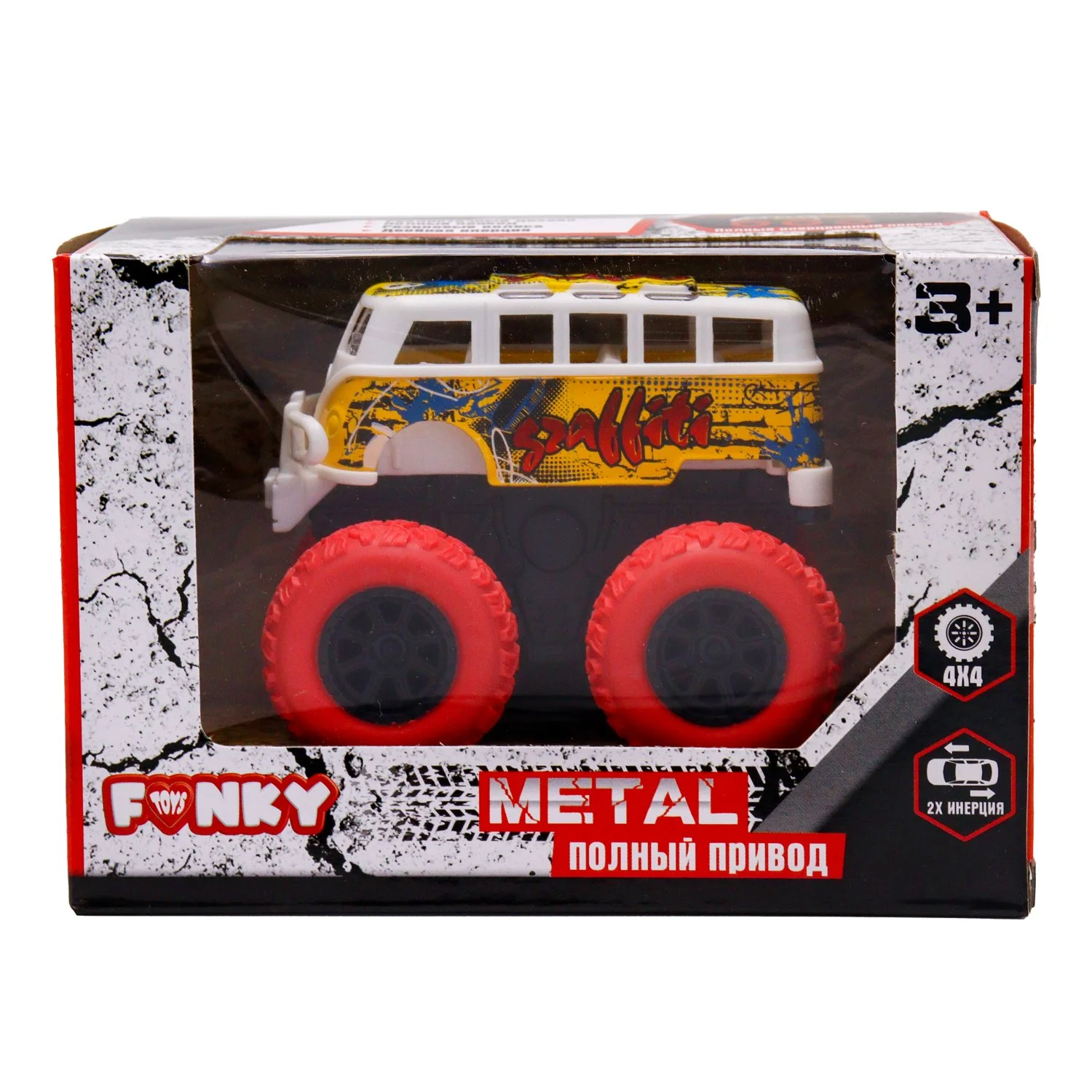 Автобус die-cast на полном приводе с красными колесами, 14,5 см - миниатюра 3