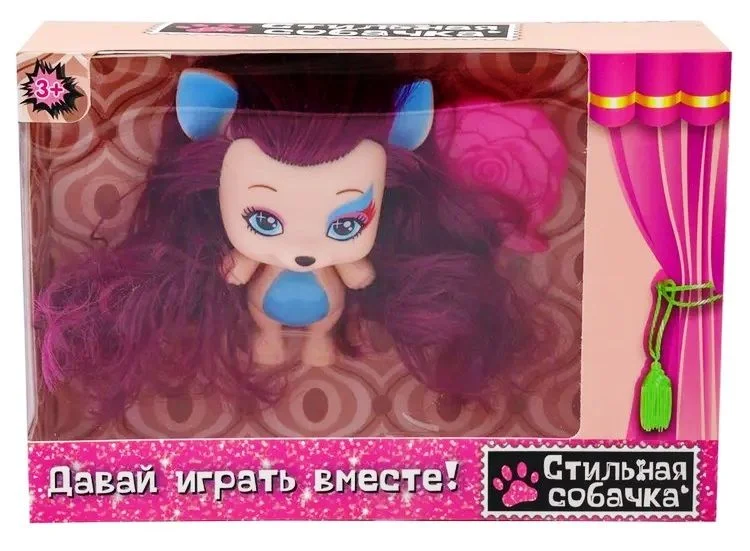 Игрушка «Собачка с фиолетовами волосами» с расческой FUNKY TOYS 84931 - миниатюра 2