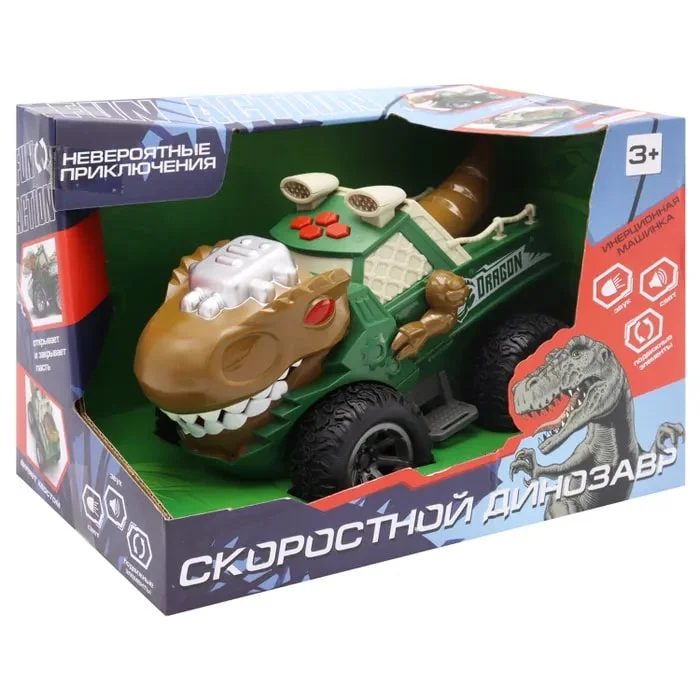 Инерционная машинка Зеленый Тираннозавр со светом и звуком Funky Toys FT0735695 - миниатюра 4