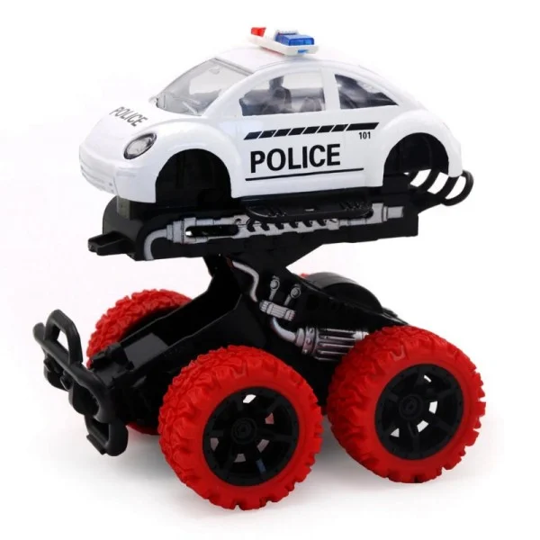 Инерционная полицейская машинка die-cast с красными колесами и краш-эффектом - изображение 1