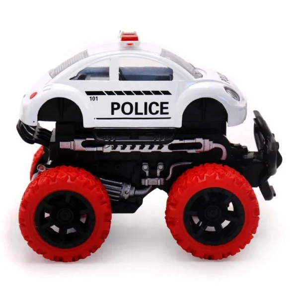 Инерционная полицейская машинка die-cast с красными колесами и краш-эффектом - миниатюра 2