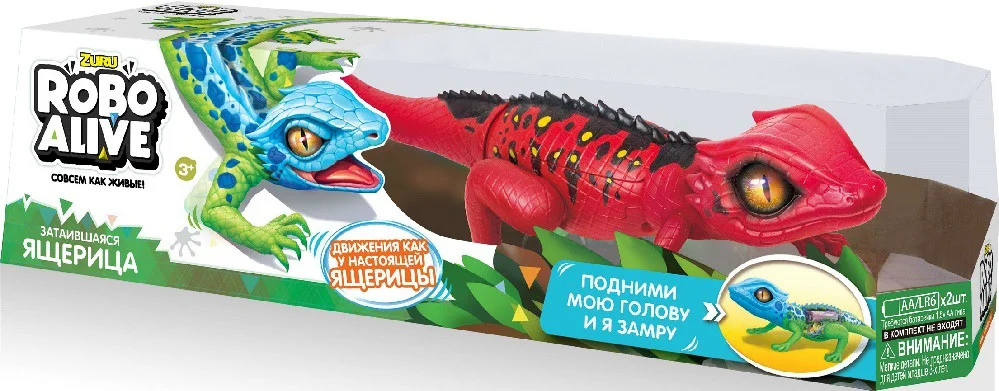 Интерактивная игрушка 1Toy Робо-ящерица RoboAlive красная - миниатюра 2